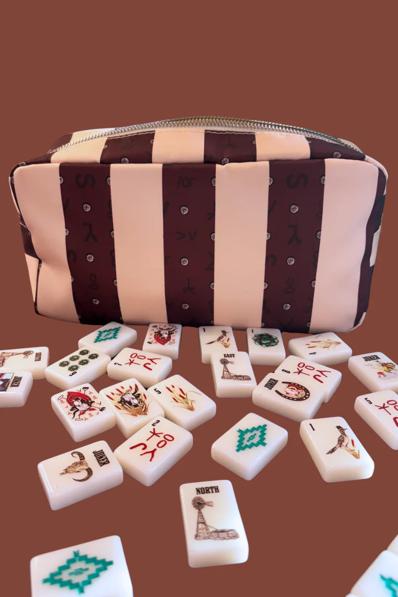 WILD WEST MAHJONG SET, INCLUDES TILES, RACKS (4), TILE BAG, AND MAT