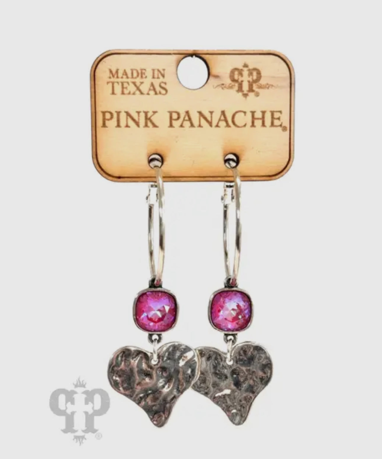 Silver Heart Hoop Earring,
Austrian Crystal