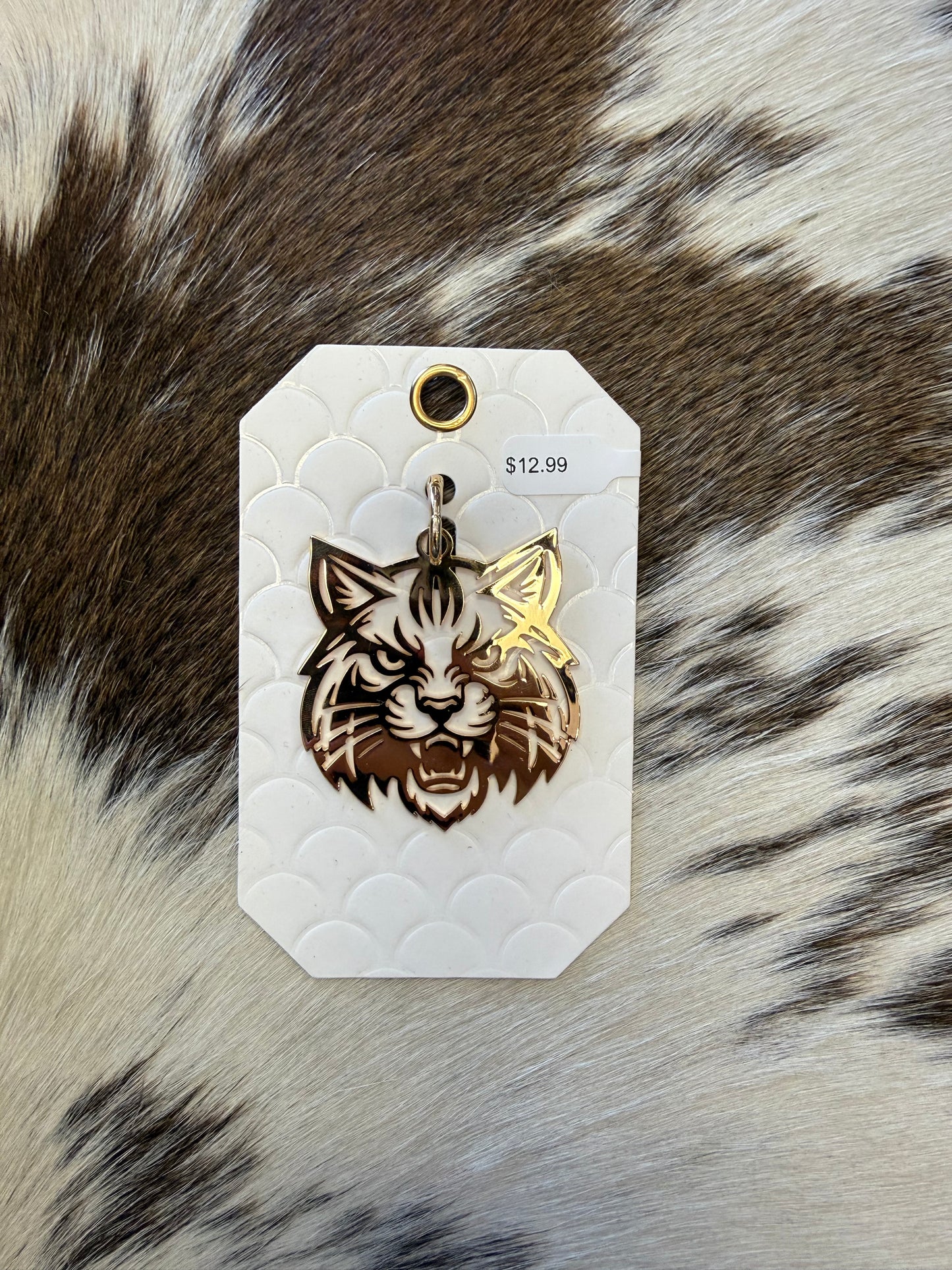 Gold Metal Large 2" Wildcat Charm, Add To Any Necklace, Purse, Keychain