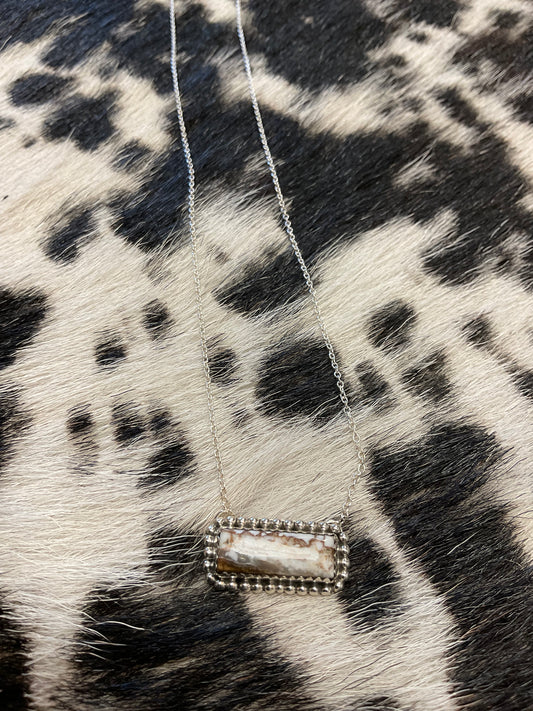 White Buffalo Bar Necklace