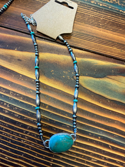 Sterling silver and turquoise choker 13” +  extender #4