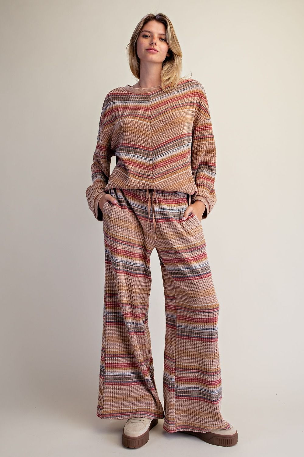 STRIPE THERMAL WASHED SET