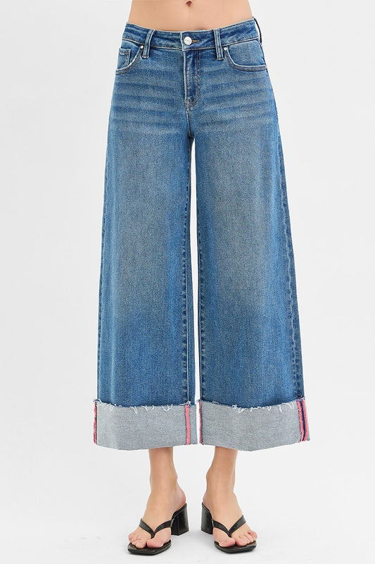 Risen - Mid Rise Crop Cuffed Jeans
