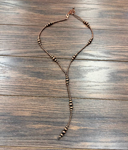 31" Copper Western Bead Tassel Y-Necklace