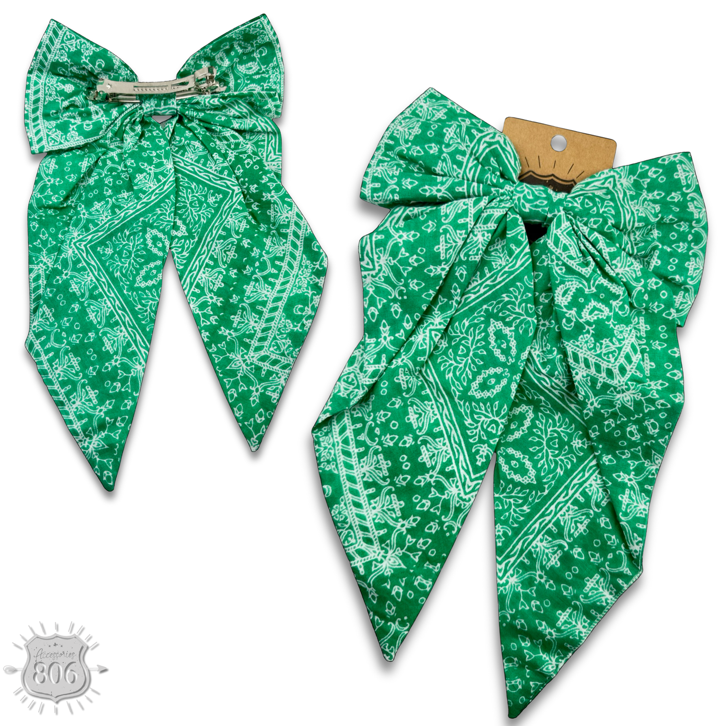 Western bandana print hair bow