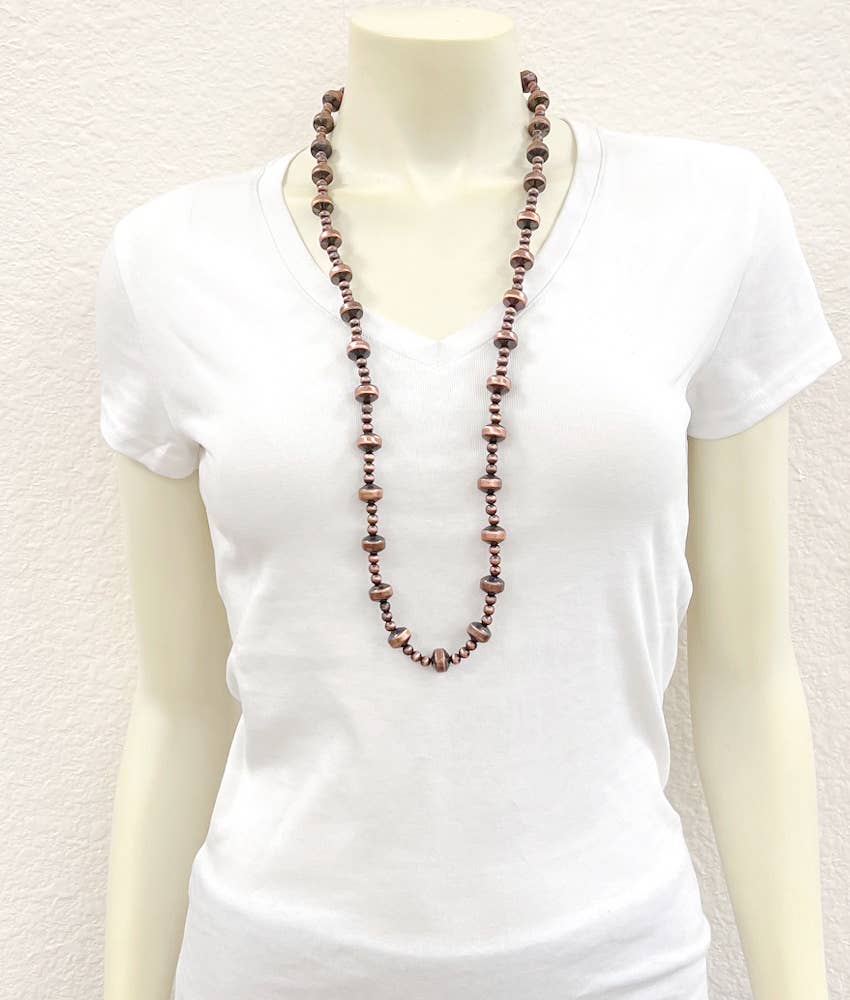 739316, Handmade 34" Copper Navajo Bead Necklace