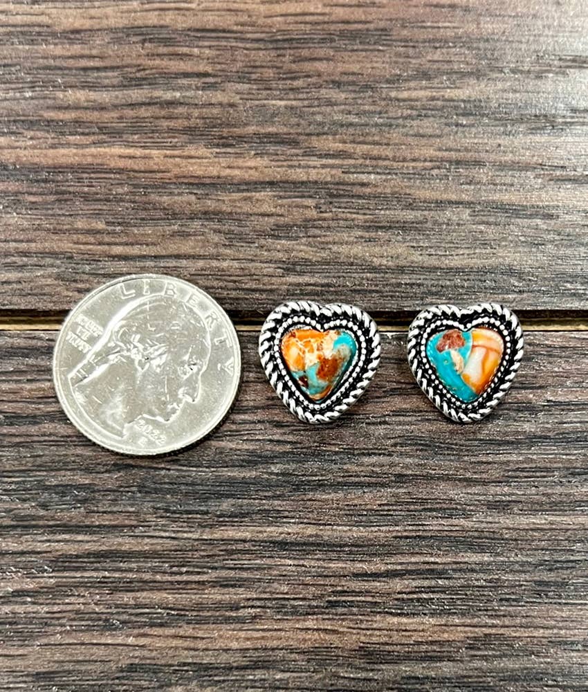 Hani Heart Gemstone Stud Earrings
