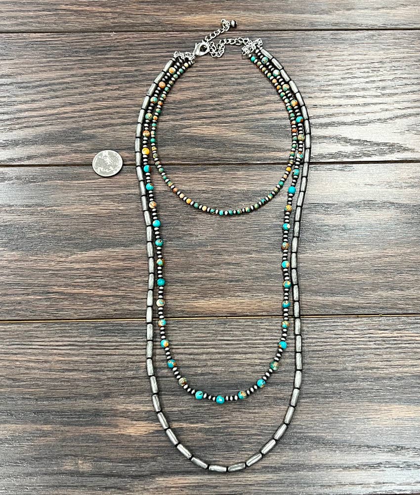Aubrey Handmade Gemstone, Navajo Bead Necklace
