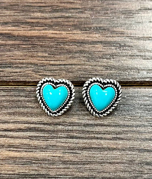 726405-1, 9mm Heart Stone Stud Earrings