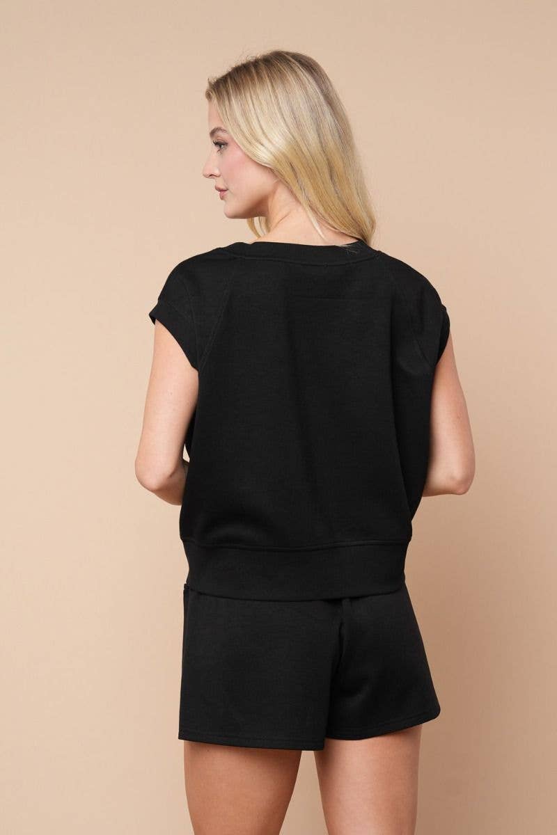 Short Sleeve Solid Knit Top