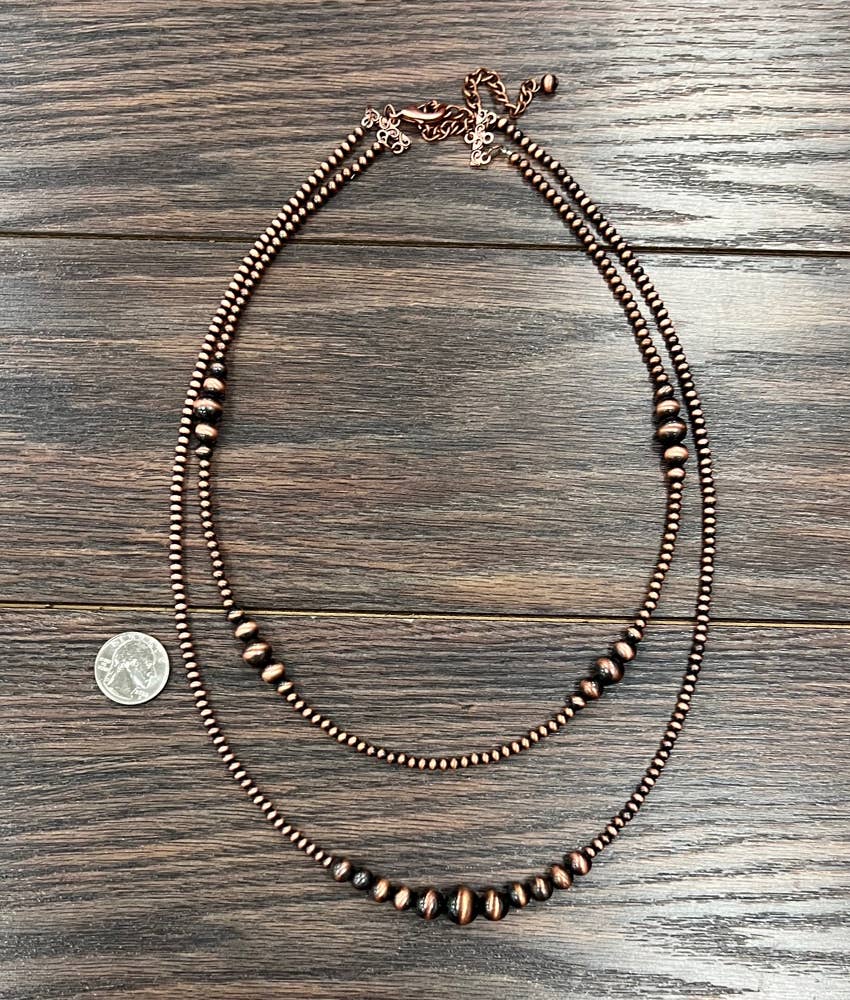 737010, Handmade 26" Copper Navajo Bead Necklace