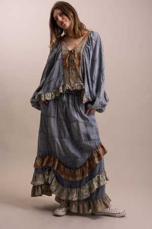 Denim Tiered Ruffle Skirt OR Top