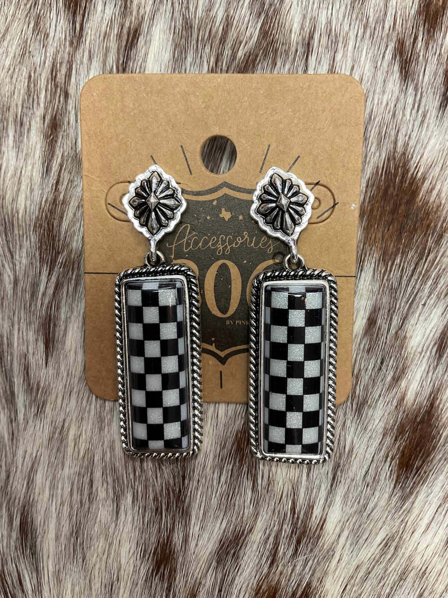 Checkered Pendant Earrings