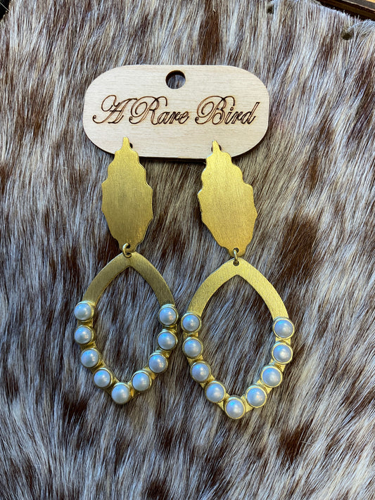 R.B. Gold Pearl Drop Earrings
