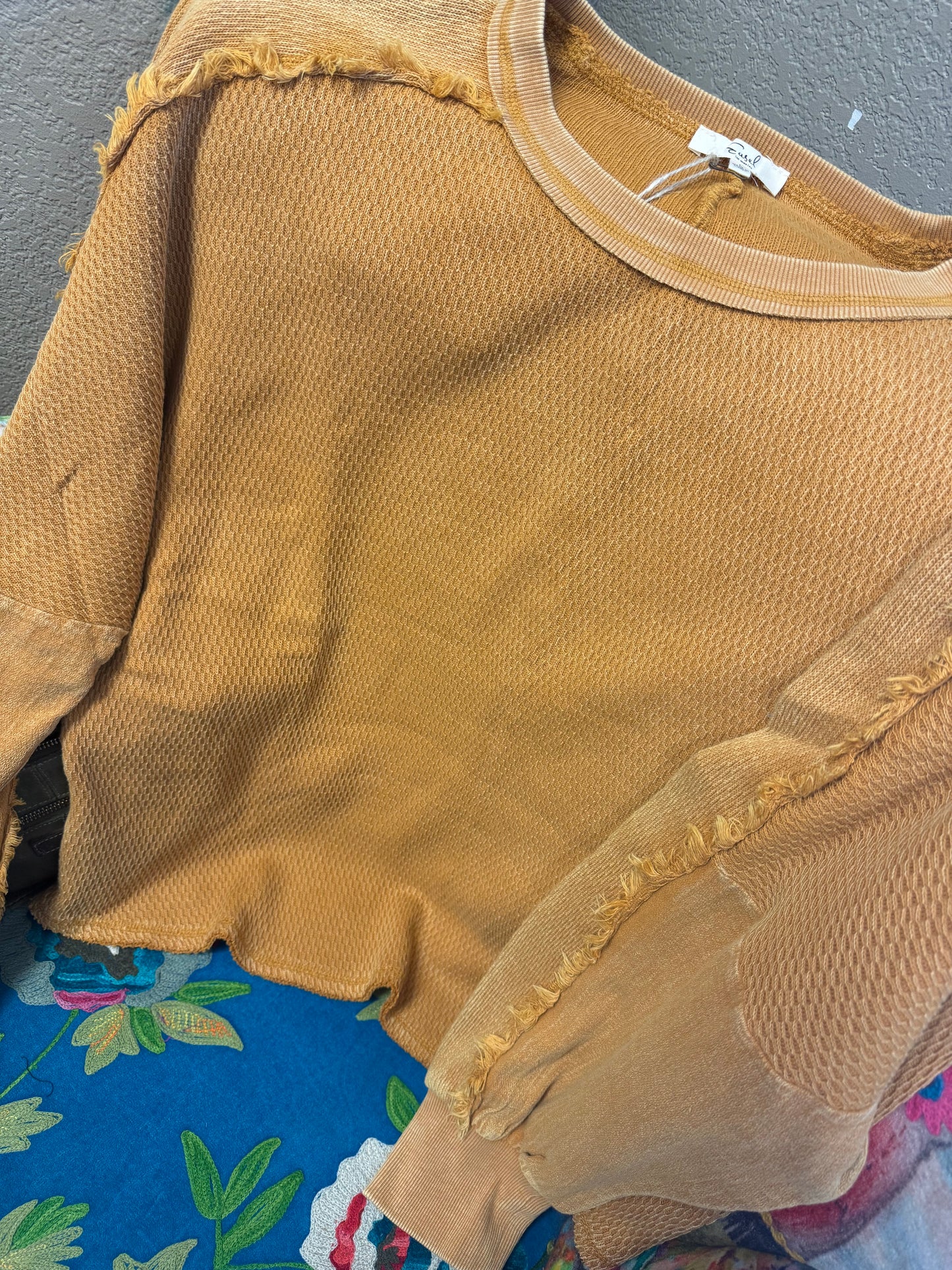 TEXTURED WASHED THERMAL PULLOVER