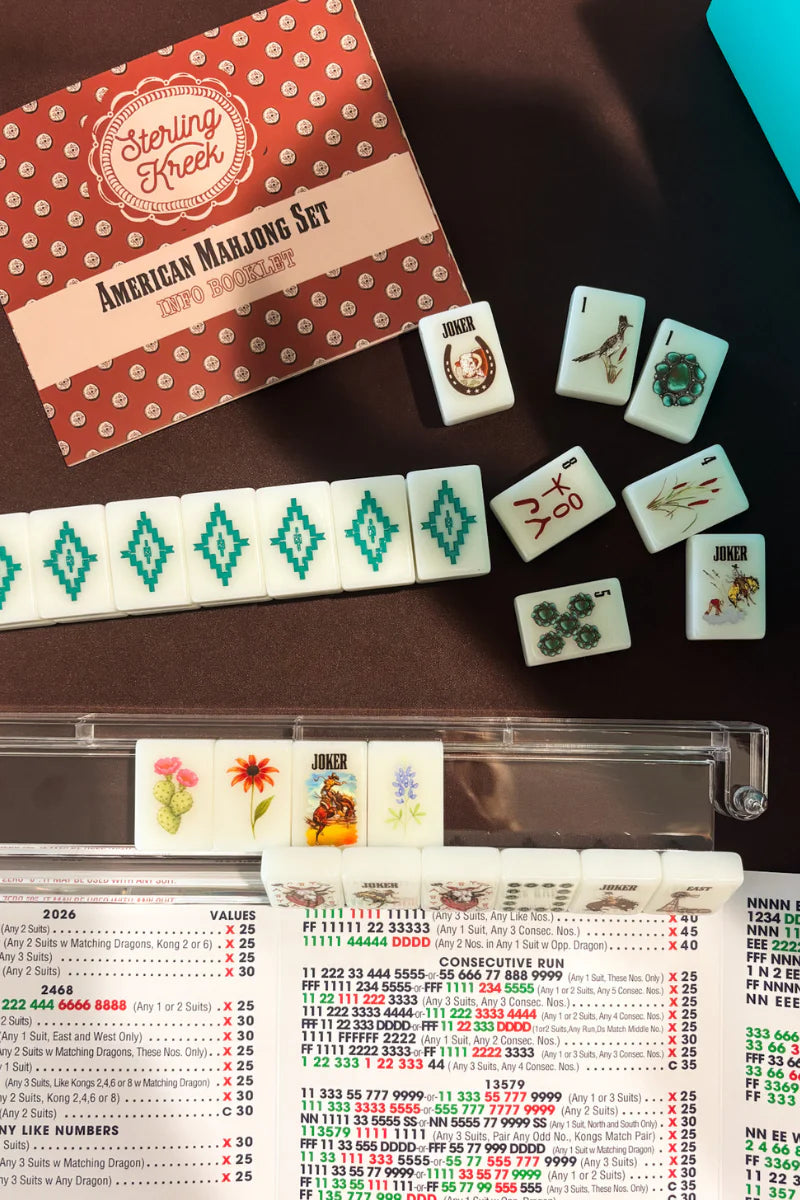WILD WEST MAHJONG SET, INCLUDES TILES, RACKS (4), TILE BAG, AND MAT