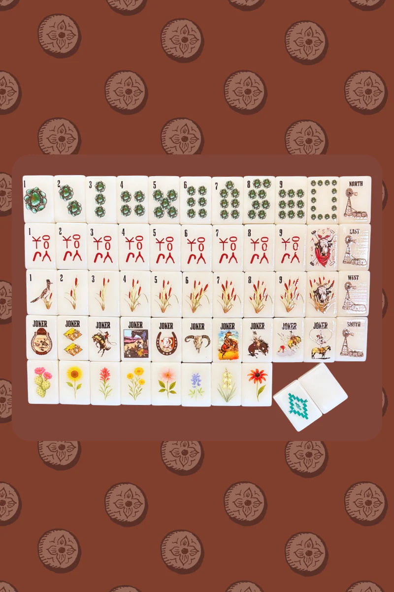 WILD WEST MAHJONG SET, INCLUDES TILES, RACKS (4), TILE BAG, AND MAT