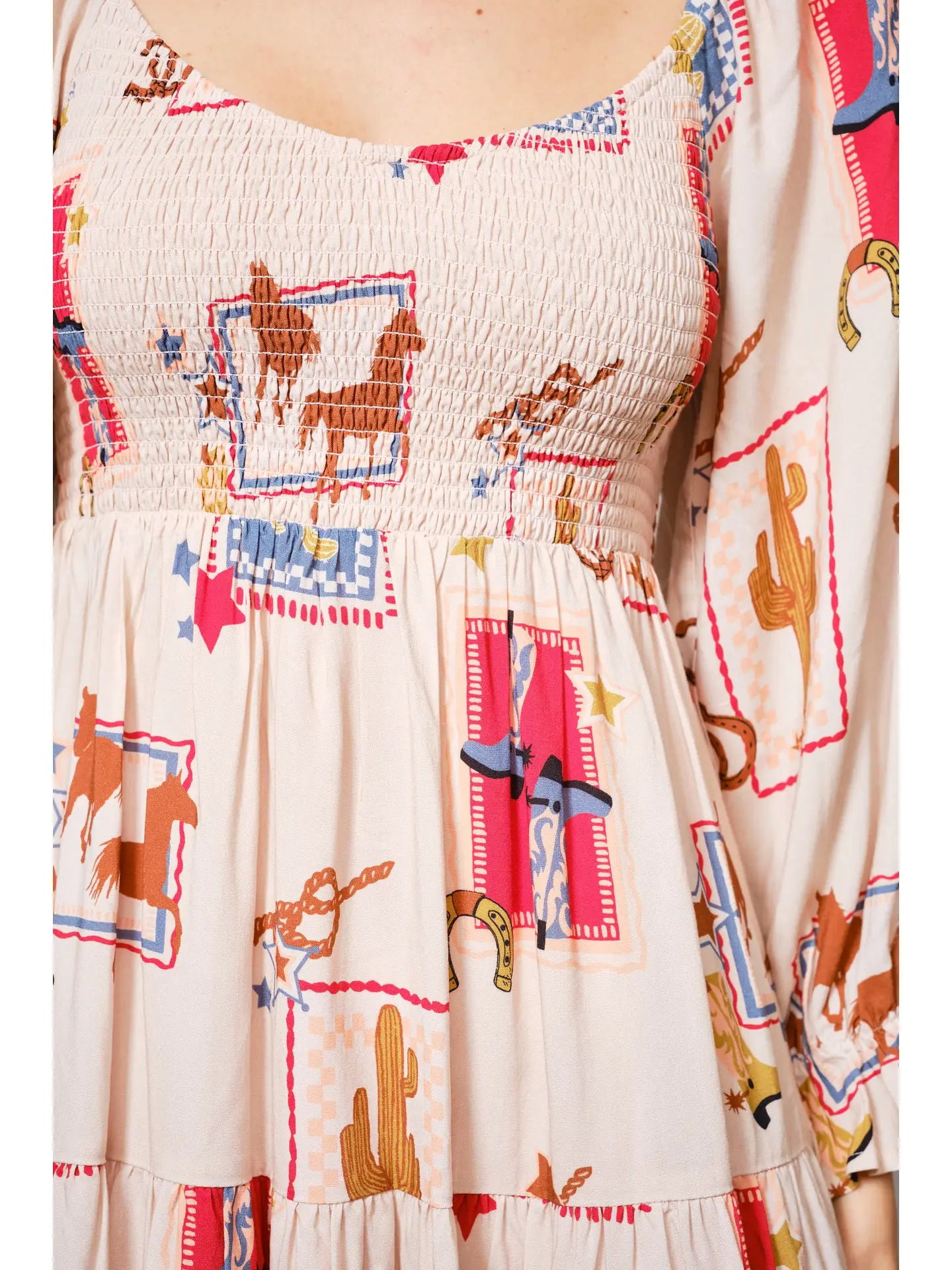 Western Smocked Mini Dress