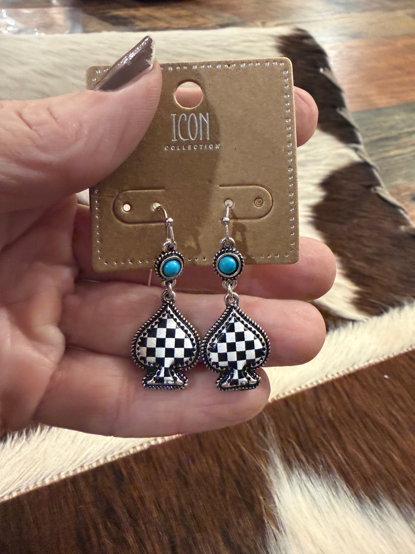 Western Check Earrings
