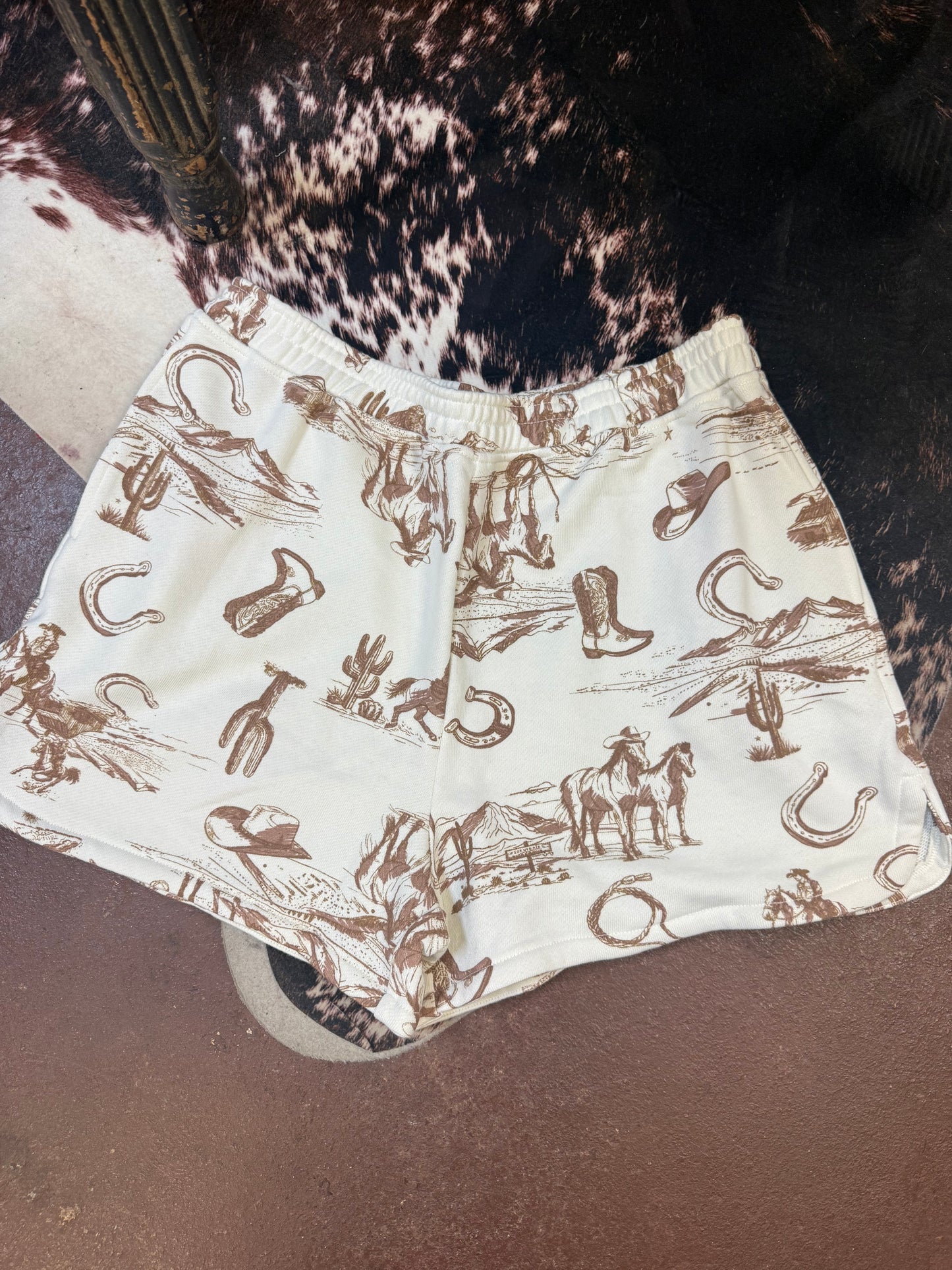 Western Flare Print Shorts