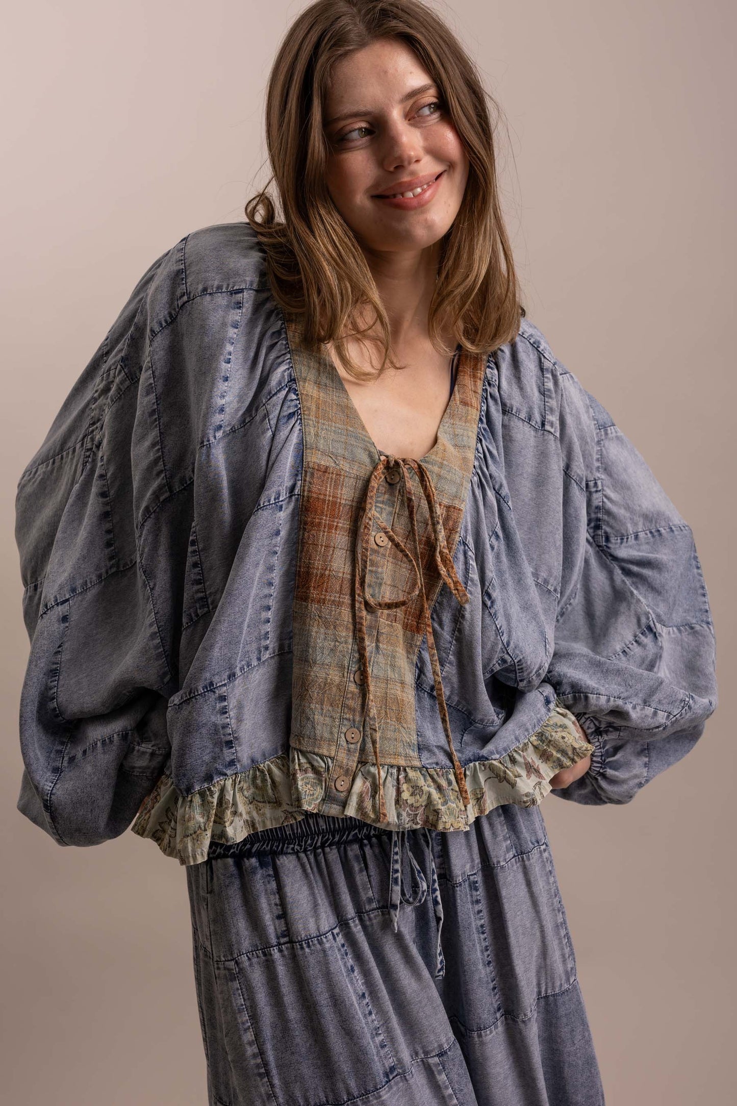 Denim Tiered Ruffle Skirt OR Top