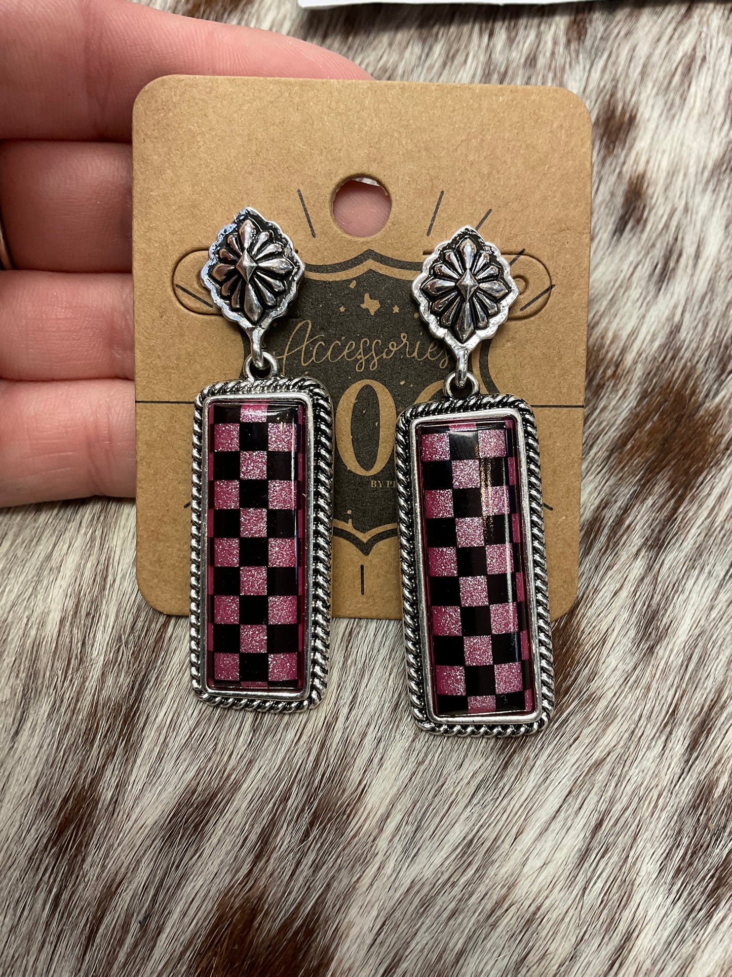 Checkered Pendant Earrings