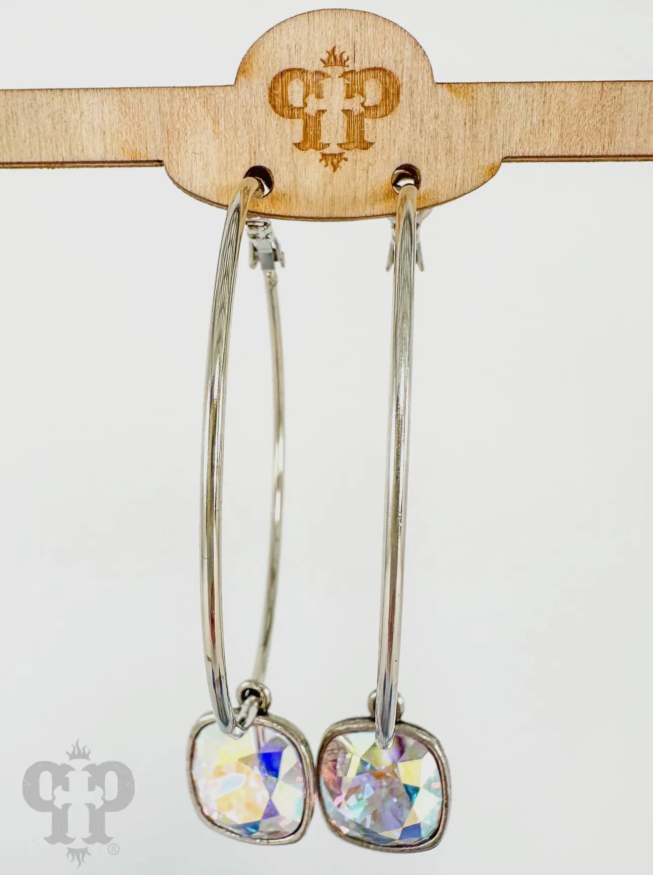 Austrian Square Crystal Hoop
Earring, 12mm