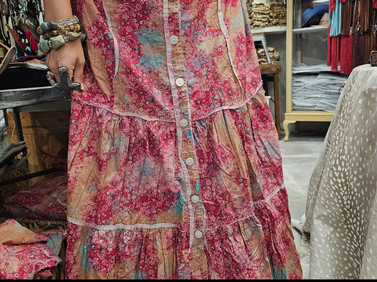 Vintage Distressed Bandana Dress/Duster