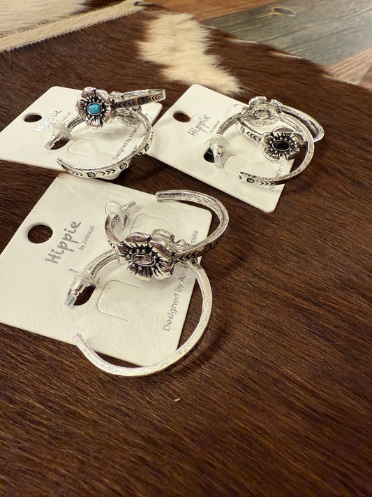 Flower Hoop Earrings