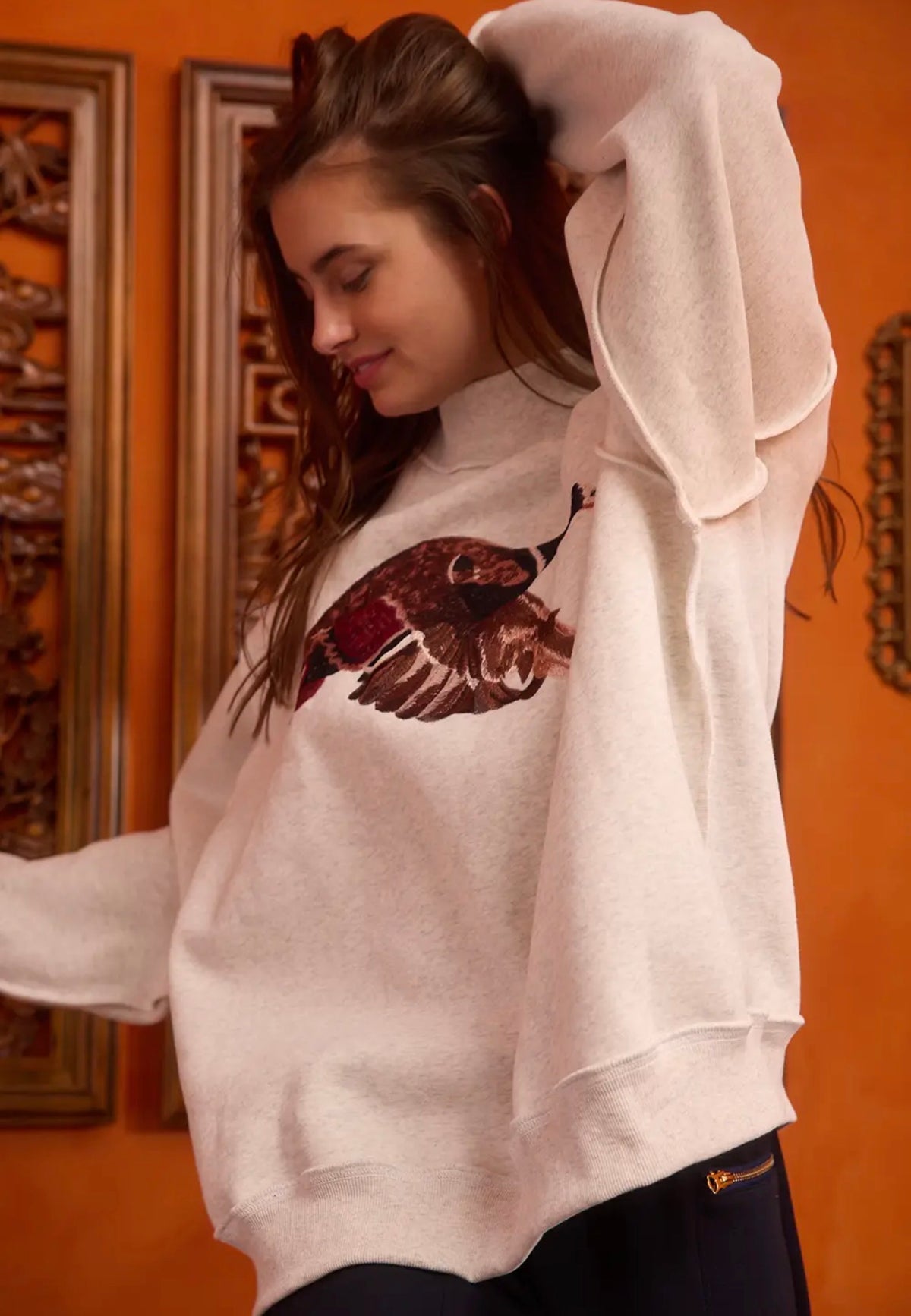 'Mallard' Embroidered
Mock-Neck Sweatshirt