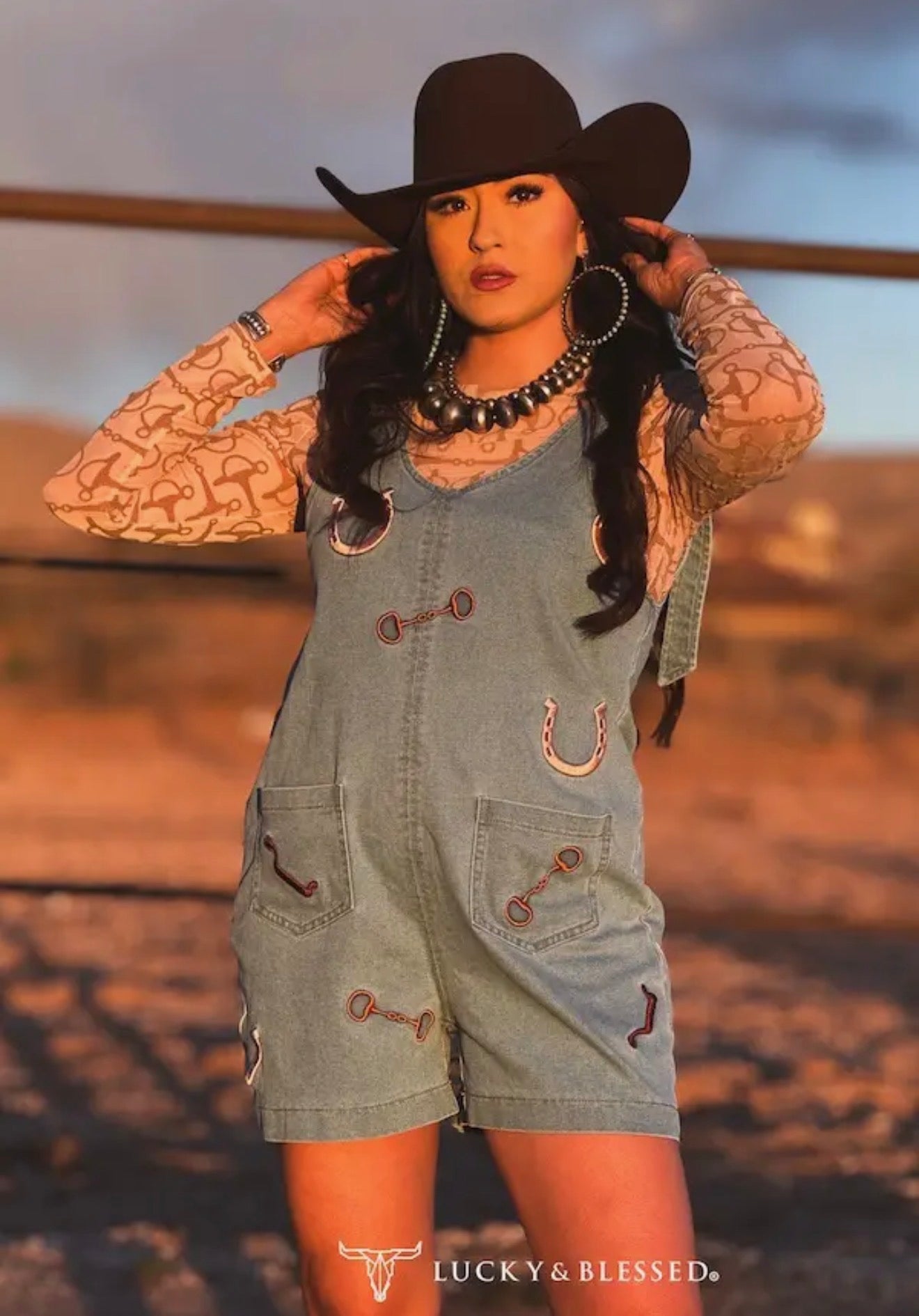 WESTERN EMBROIDERED THICK STRAP ROMPER