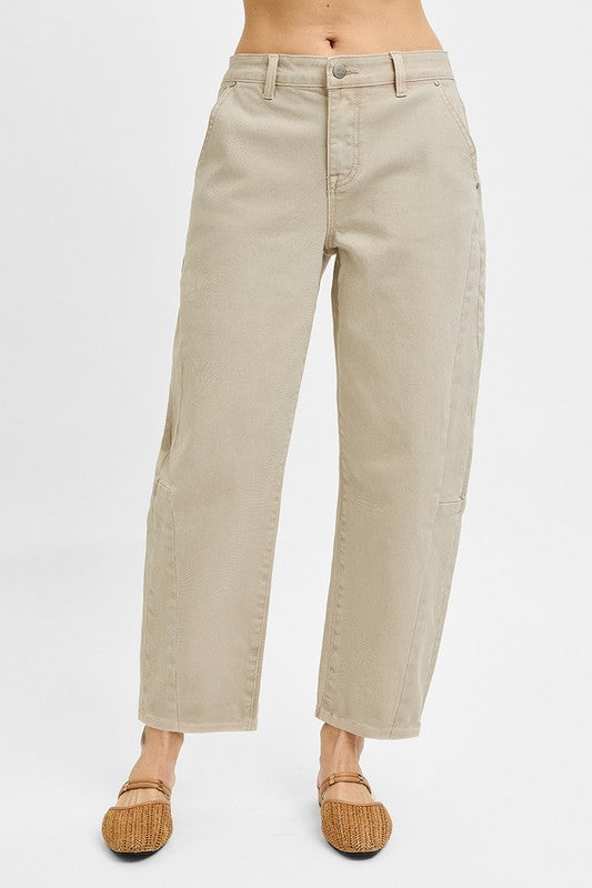 High Rise Relaxed Almond Barrel Cuff Jeans