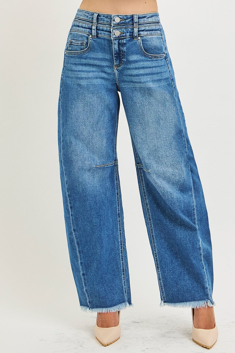 Risen Double Waistband Barrel Jeans