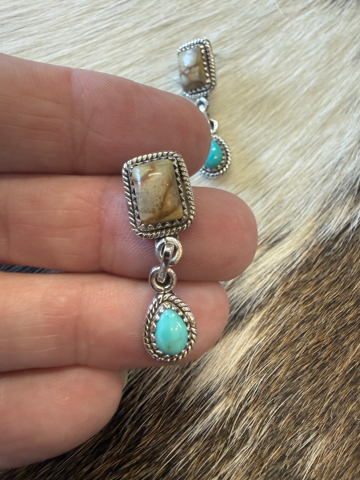 Desert Treasures Ribbon Royston & Turquoise Sterling Silver Drop Earrings