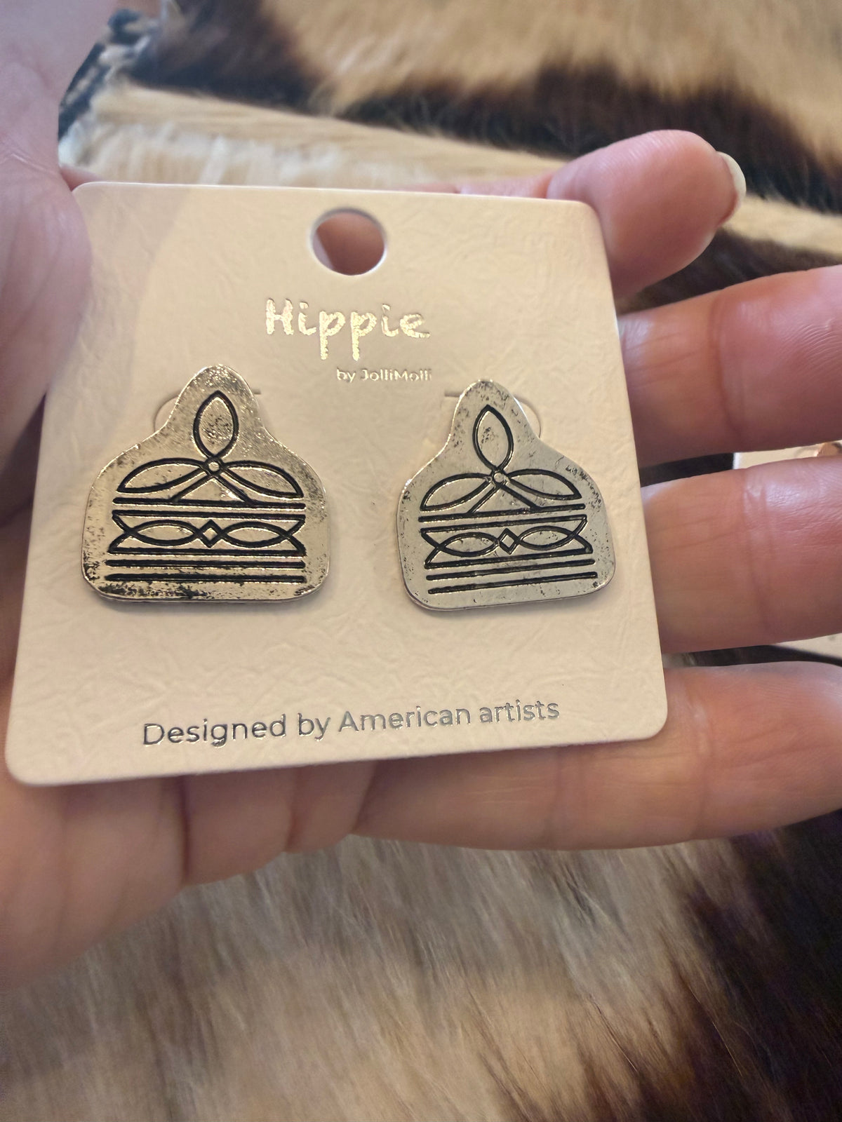 Boot Stitch Tag Earrings