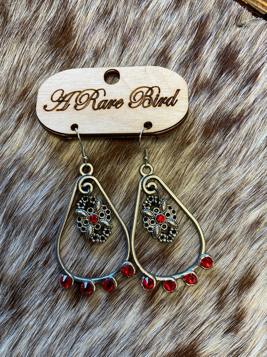 R.B. Red Drop Earrings