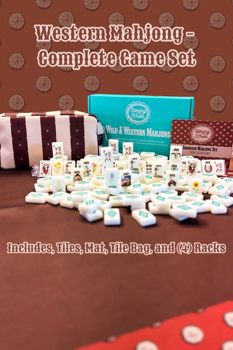 WILD WEST MAHJONG SET, INCLUDES TILES, RACKS (4), TILE BAG, AND MAT