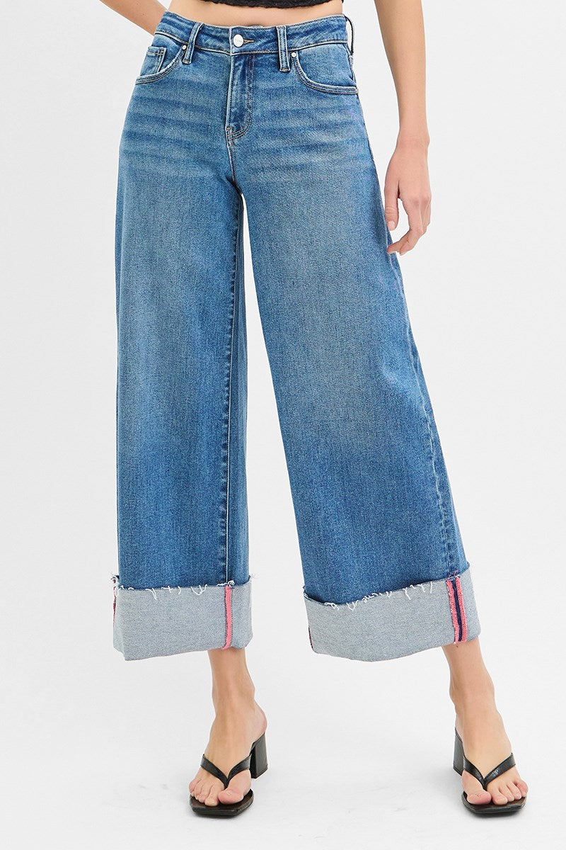 Risen - Mid Rise Crop Cuffed Jeans