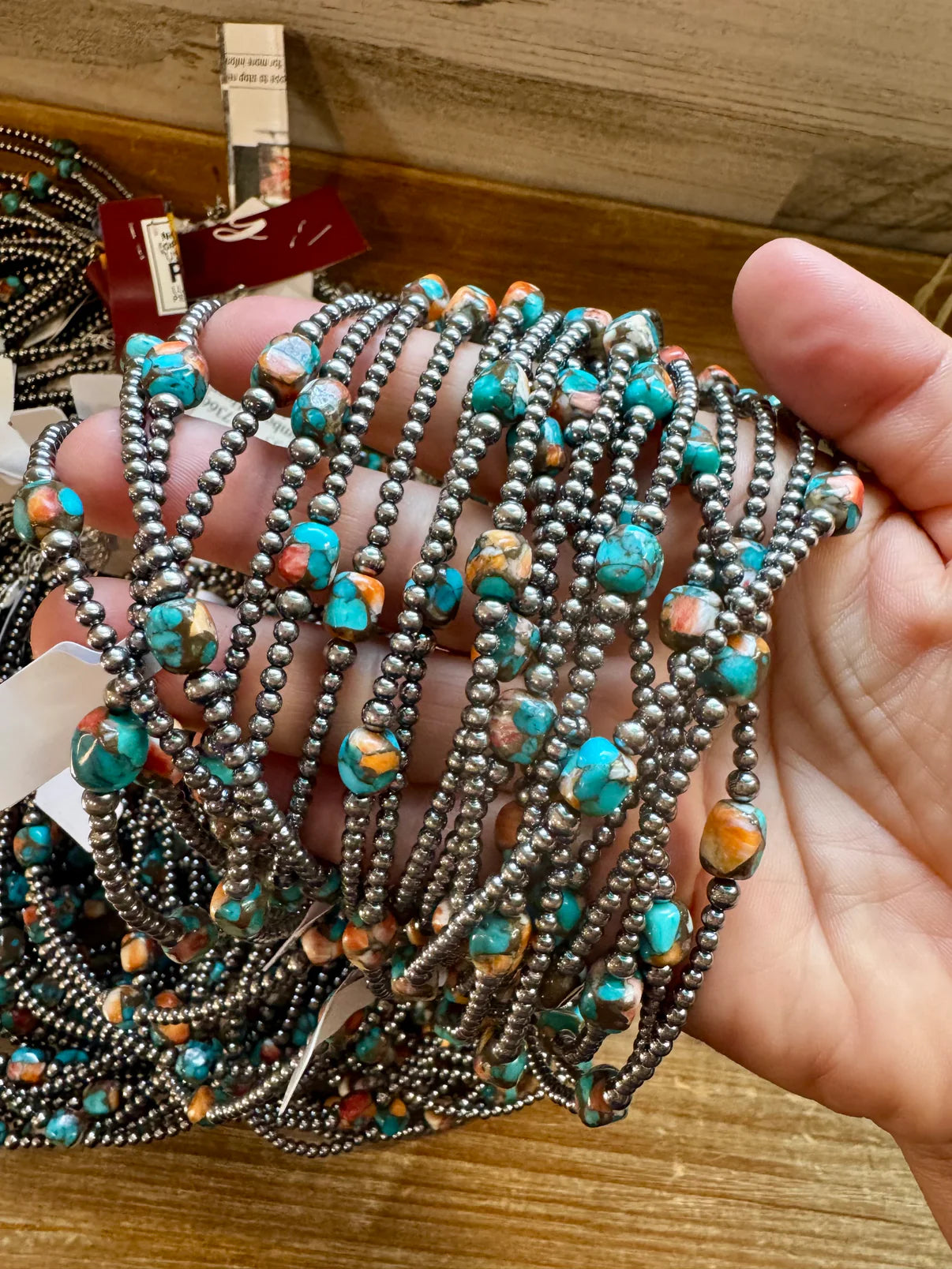 Mixed Turquoise & Spiny Oyster Necklace - 3mm Sterling Silver
Pearls