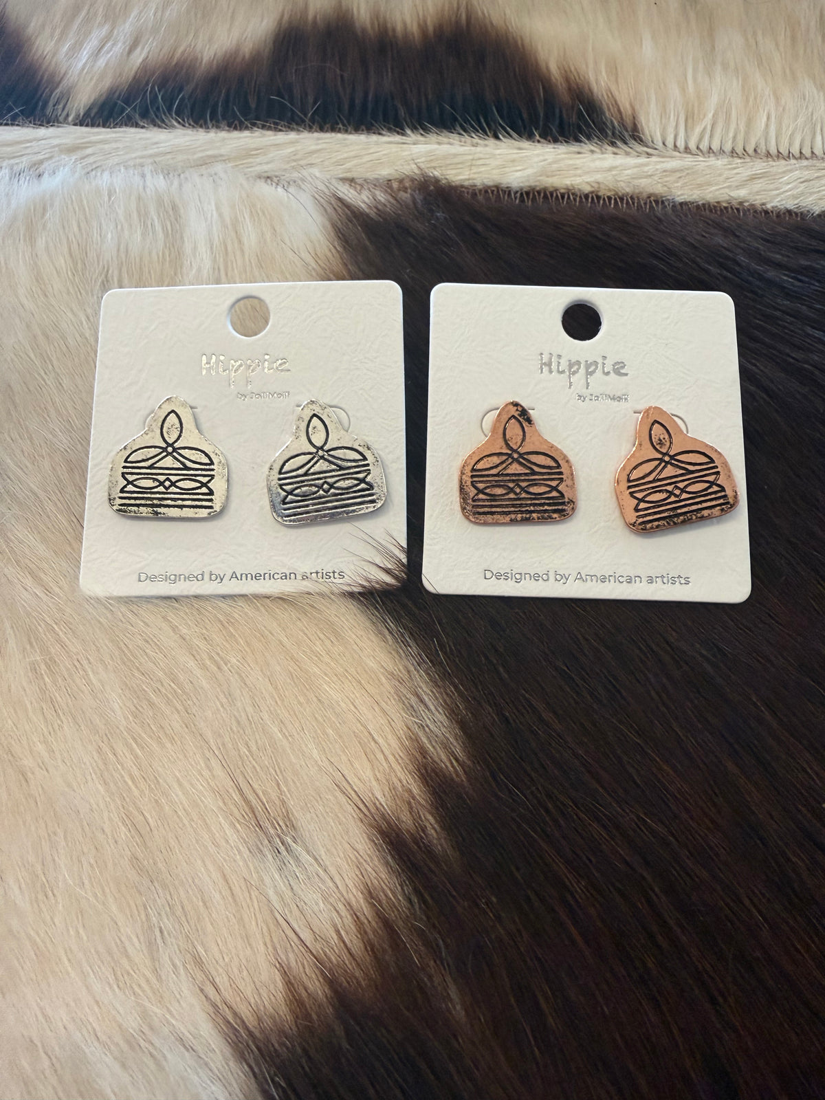 Boot Stitch Tag Earrings