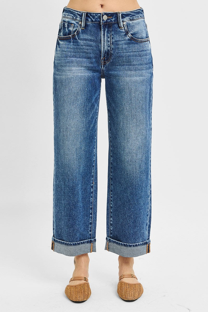 Risen Mid Rise Boyfriend Cuffed Jeans