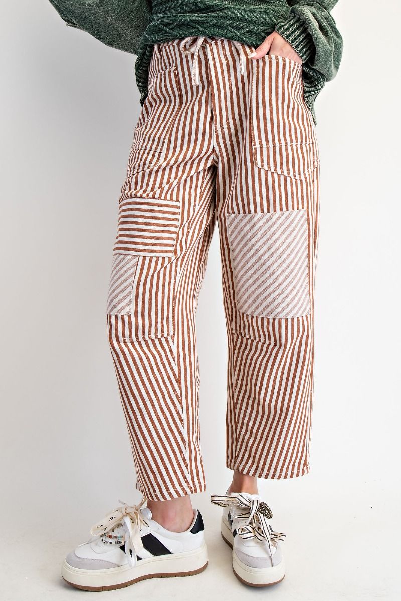 STRIPED WASHED TWILL PANTS