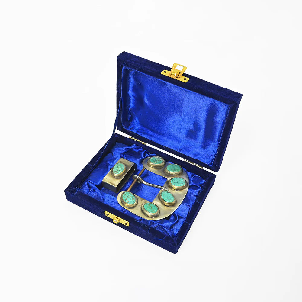 Metal Horseshoe Stone Belt Buckle Set