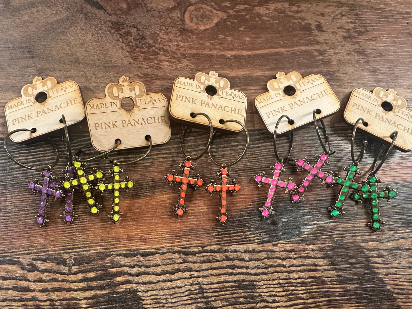 Fancy Cross Earrings with Austrian Crystals