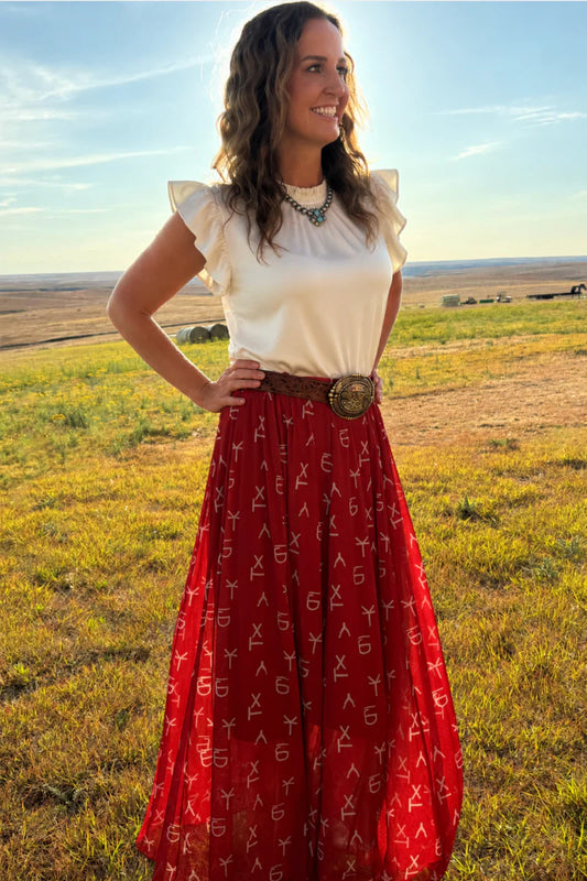 RED DIRT BRANDED MAXI SKIRT
