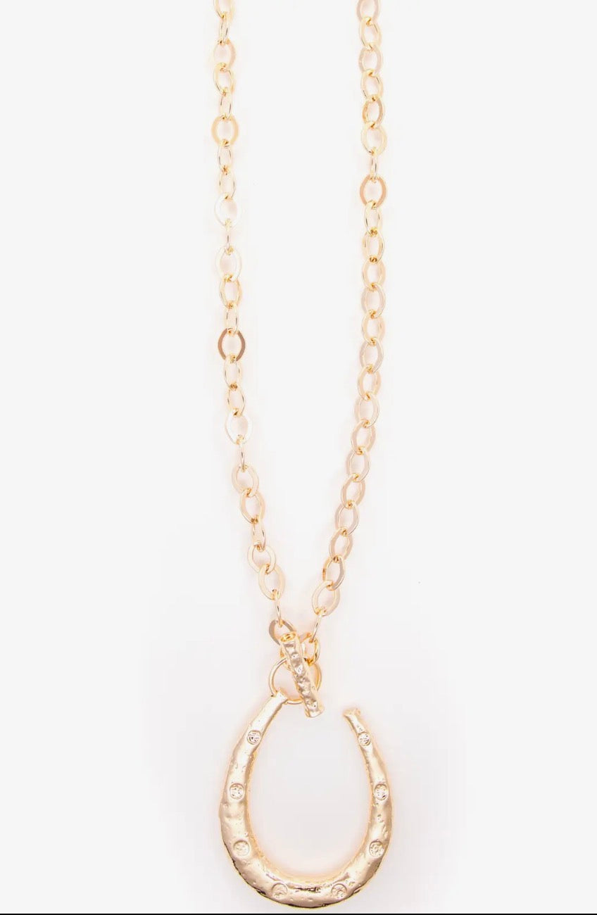 34" Gold Chain Horseshoe Necklace