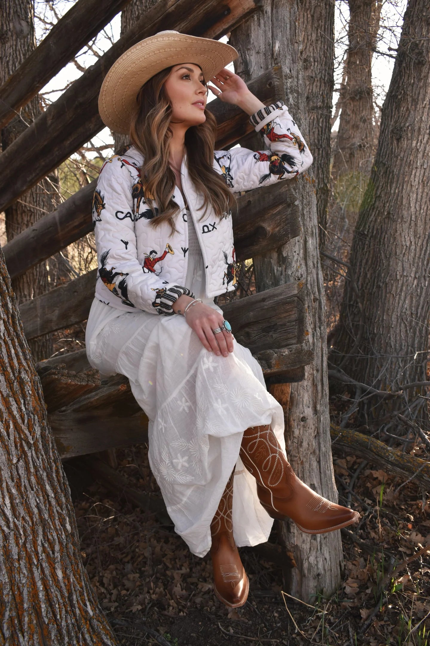 Lazy J Linen Quilted Cropped Jacket