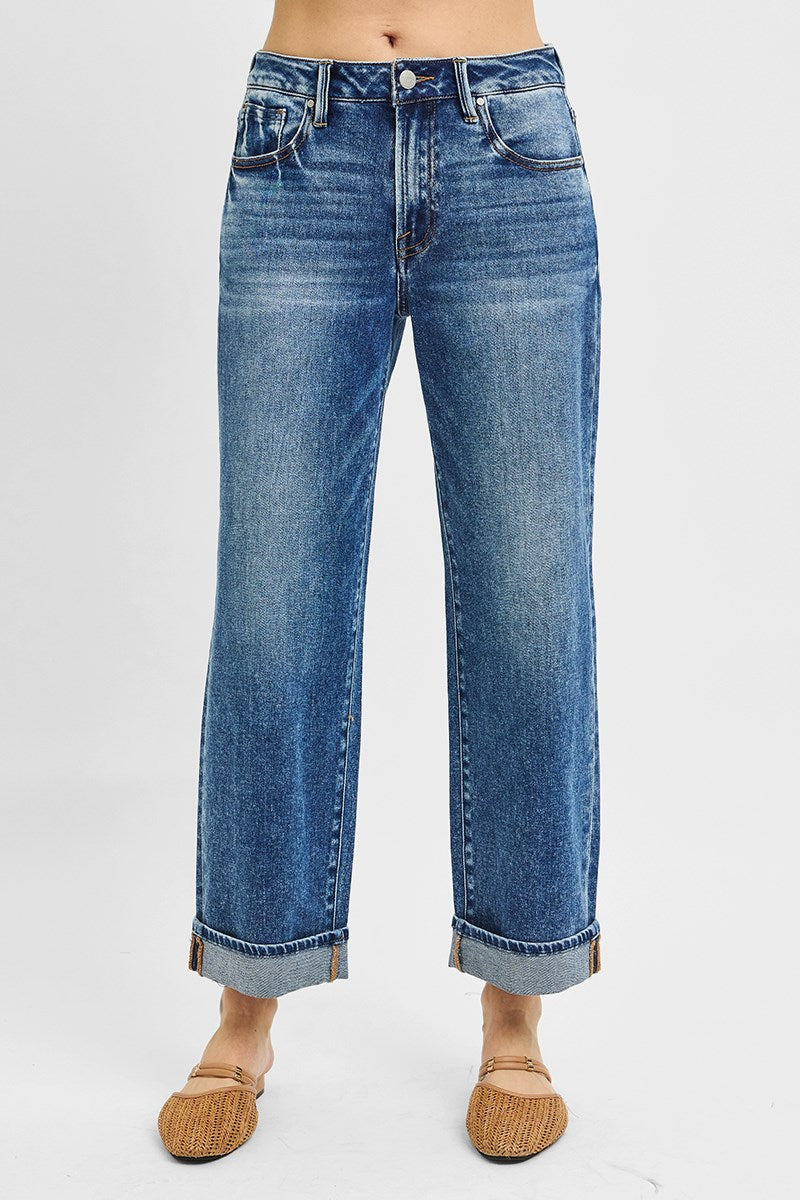 Risen Mid Rise Boyfriend Cuffed Jeans