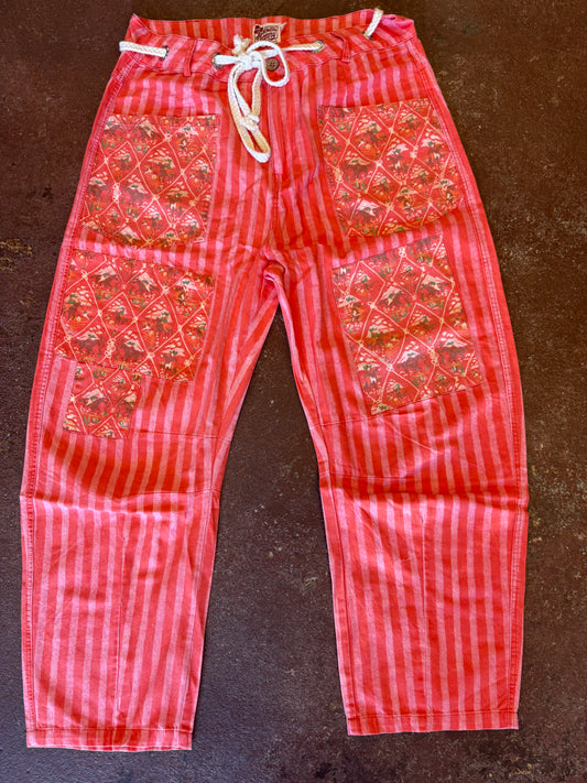 Cowboy Stripe Drawstring Barrel Pants