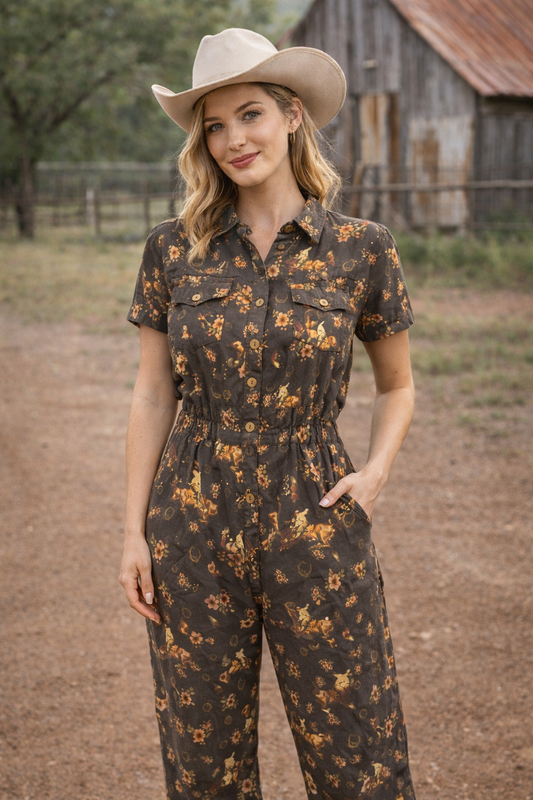 Bronc Black Floral Jumpsuit